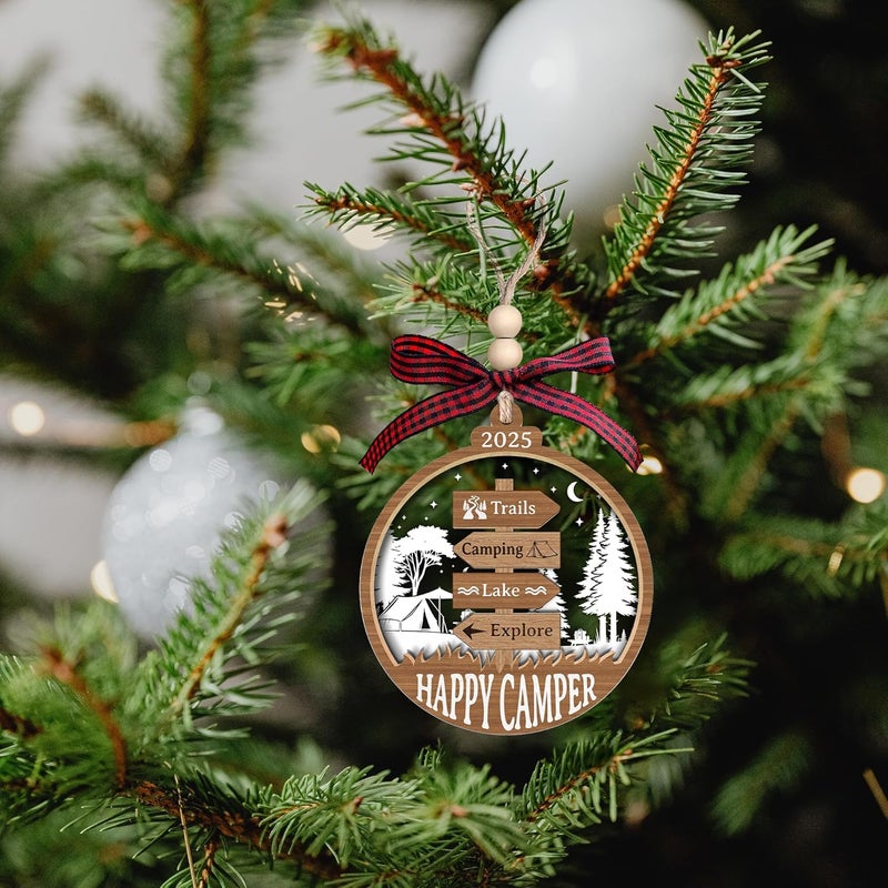 SUCHAGIFT Camping Ornament - Camping Christmas Ornaments, Camper Ornaments for Christmas Tree - Camping Gifts for Friends, Couples, Women - Campers Gifts - Wood & Acrylic Ornament 2025 - Image 5